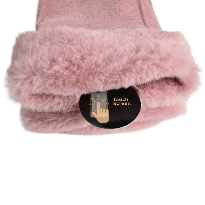 Taylor Hill Scarves & Co - Wholesale Gloves – Women's - THSG1096: Pink: Faux Fur Double Layer Gloves3