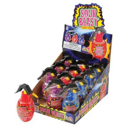 Long Island Candy Factory - Vente Bonbons durs - Grenades de bonbons en spray acide Kidsmania Sour Blast 12 unités0