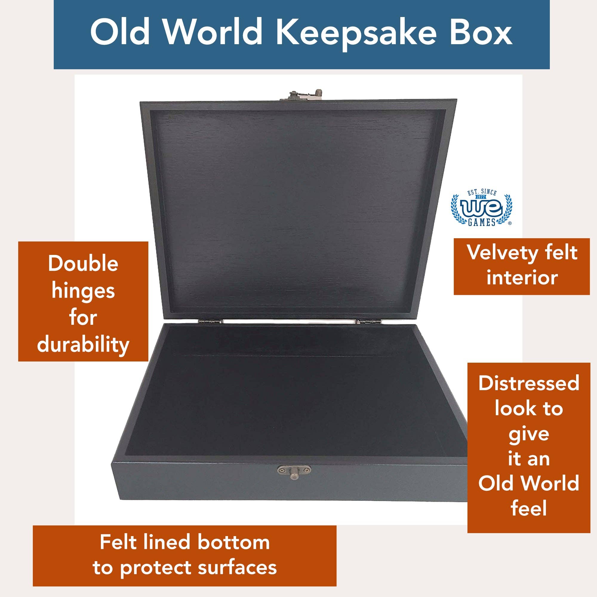 Wood Expressions - Wholesale Decorative Box - Old World Wooden Treasure Box with Brass Latch11