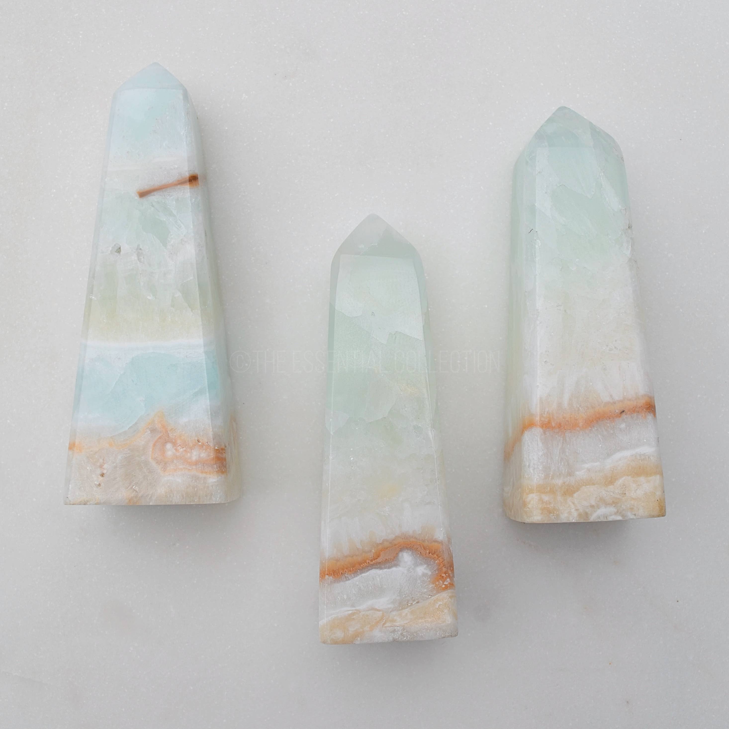 The Essential Collection - Wholesale Spiritual Stone/Crystal - Set of Three Crystal Towers Caribbean Calcite2