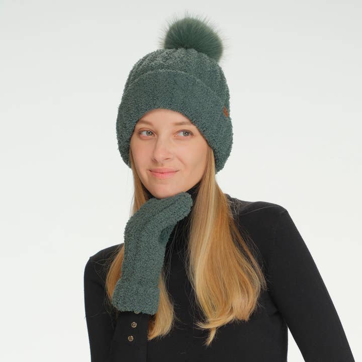 JOIA ACCESSORIES - Wholesale Beanie - Women's - CC COZY YARN HAT MITTEN SET, SEE 0111