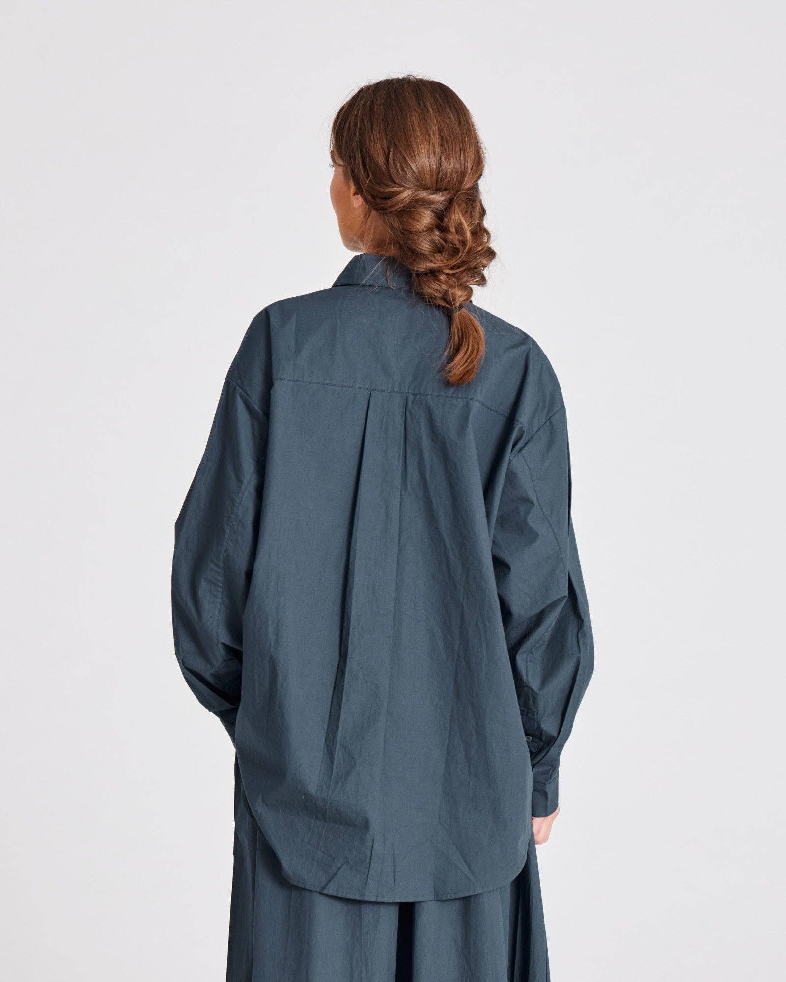 gai-lisva – Camisa com botões no colarinho – Mulher por atacado – Astrid Camisa Poplin Gots 243975 - Azul Denim2