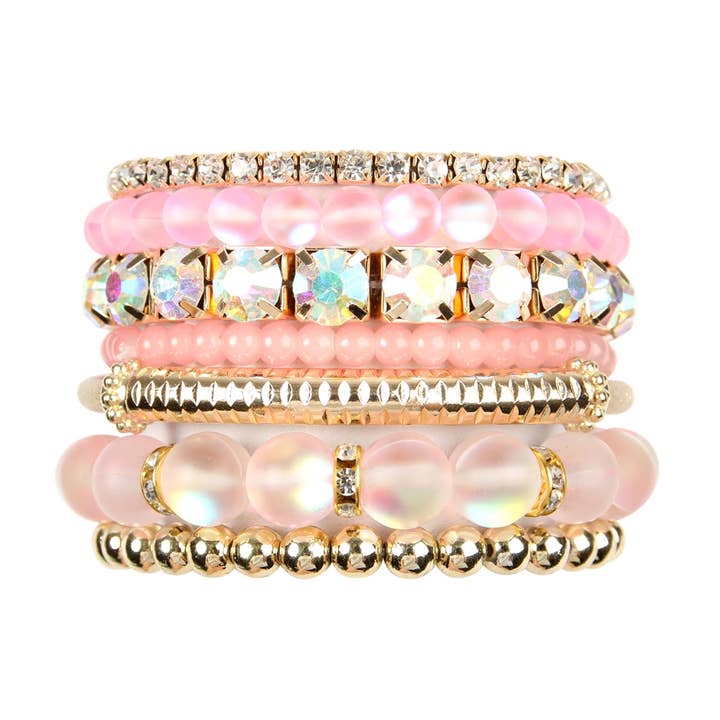 Love and Repeat - Wholesale Jewelry Set - DRUZY CHARM MIXED BRACELET SET14