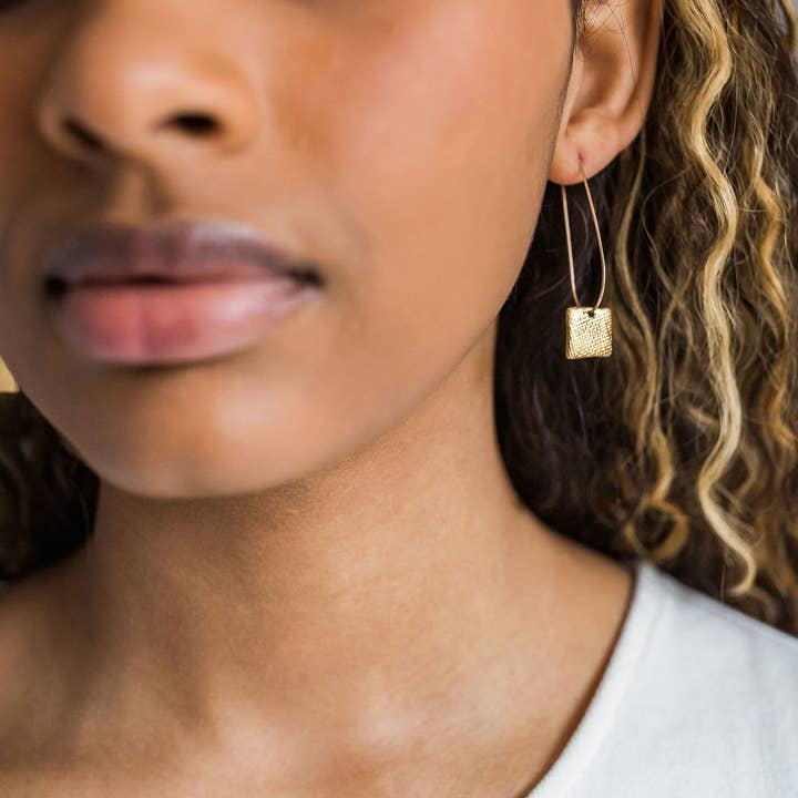 Jenna Vanden Brink Ceramics - Wholesale Dangle Earrings - Pinstripe Square Drops5