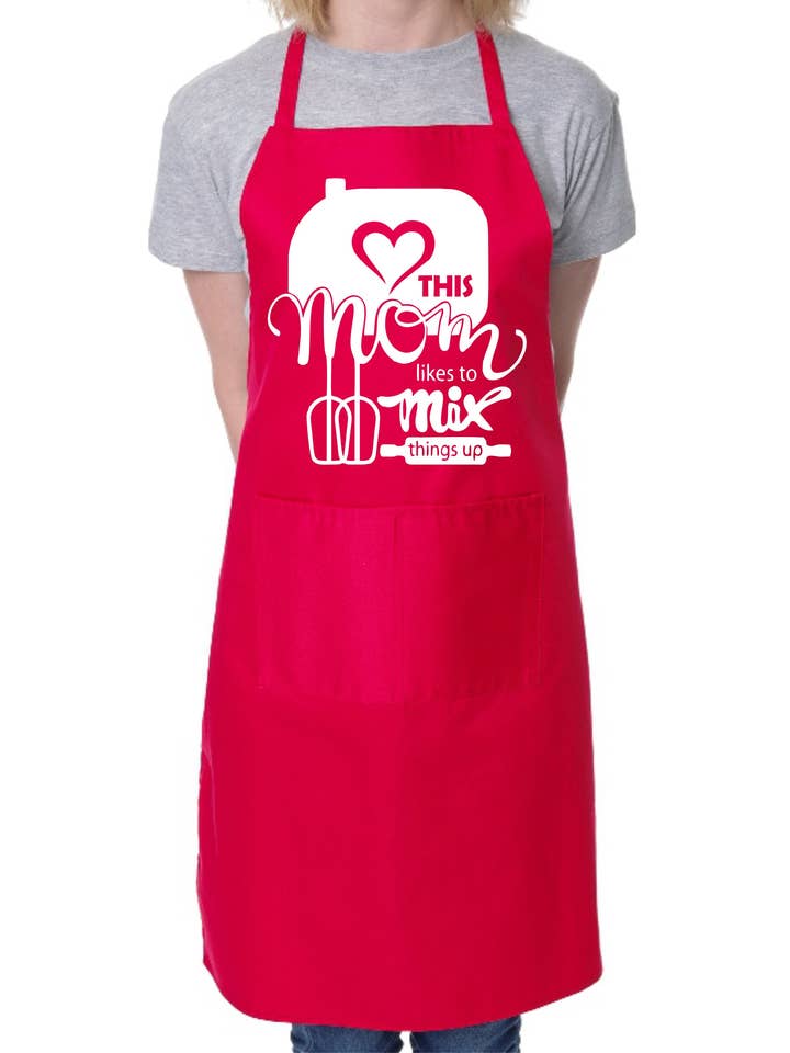 This Mom Like To Mix It Up Funny Ladies Apron Baking for wholesale by Print4U