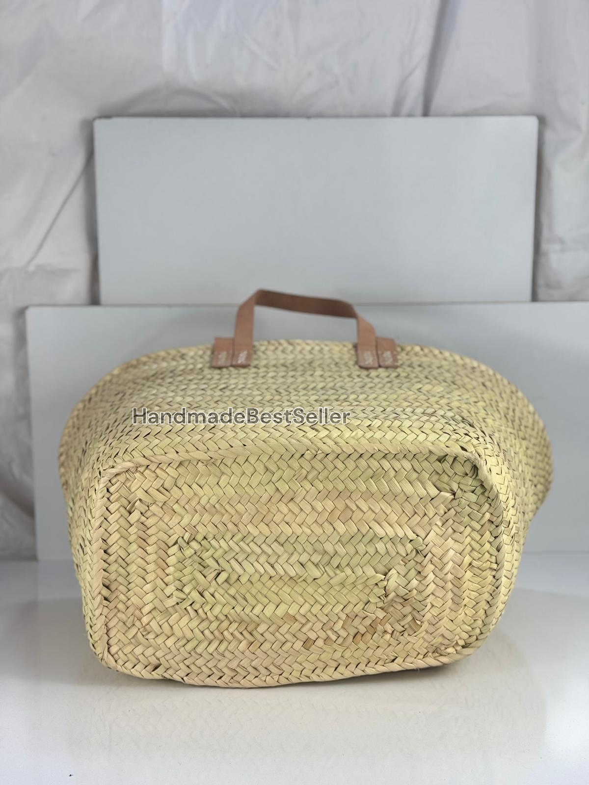 HandmadeBestSeller - Wholesale Basket - Handmade Square Straw Basket with Leather Handles14