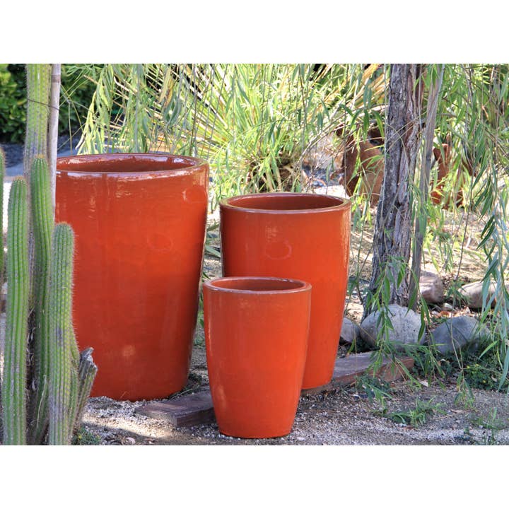 Slim Round Planter, Orange, Set Of 3 - 16.0" X 24.0", 14.0" X 18.5", 11.0 X 15.0"
for wholesale by Pacific Home & Garden