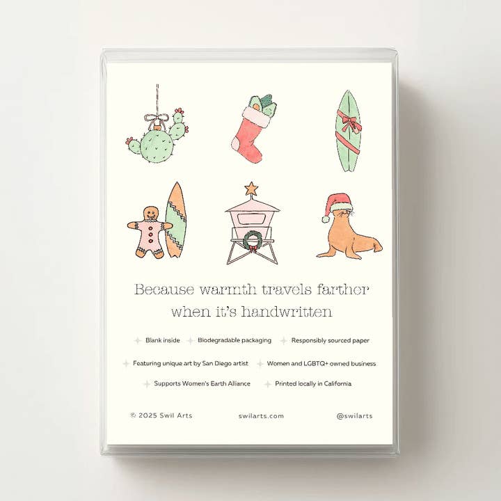 Ensemble de cartes de vœux de Noël de Californie - Art à l'aquarelle pour la vente par Swil Arts