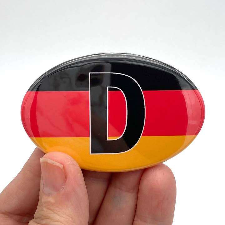 Germany flag oval magnet for wholesale by Anthem Sticker Company