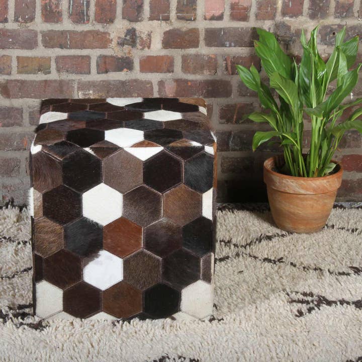 Casa Moro - Wholesale Pouf - Vanita Patchwork Fur Stool 45 x 45 x 48 cm Cube Stool2
