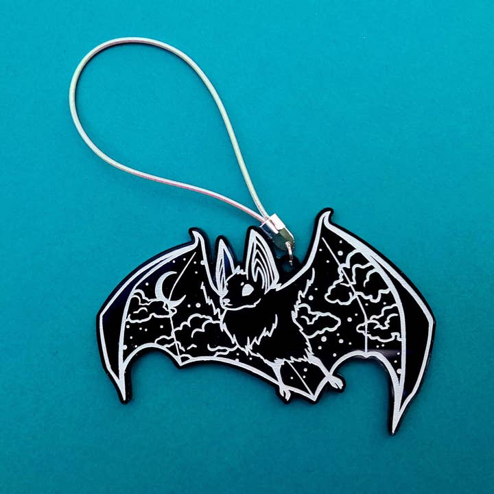 Sparkly Bat Keychain for wholesale by Teal Cicada Illustration