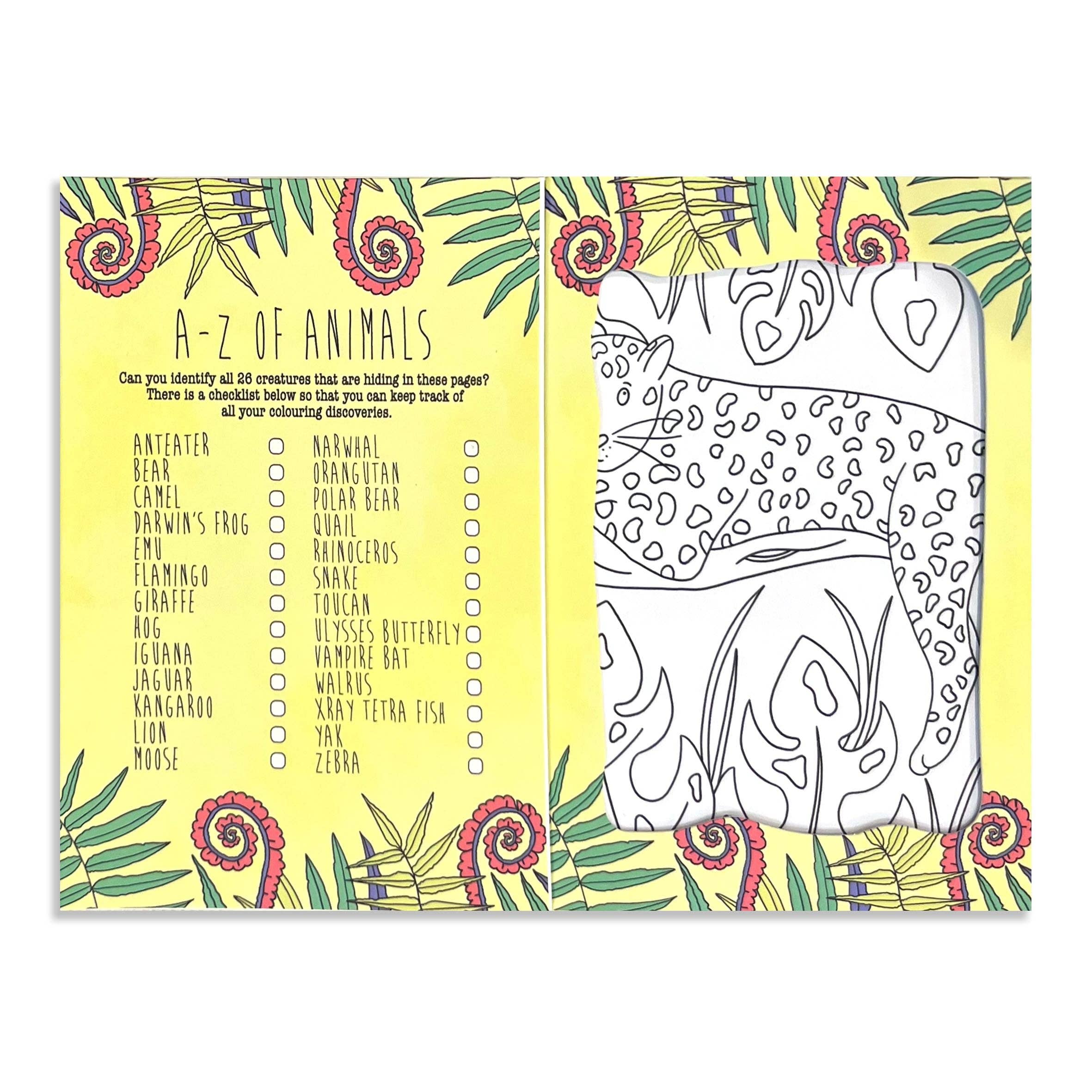 Neon Magpie – wholesale Early reader book (6–8) – Animal Colouring In Postcard Set1