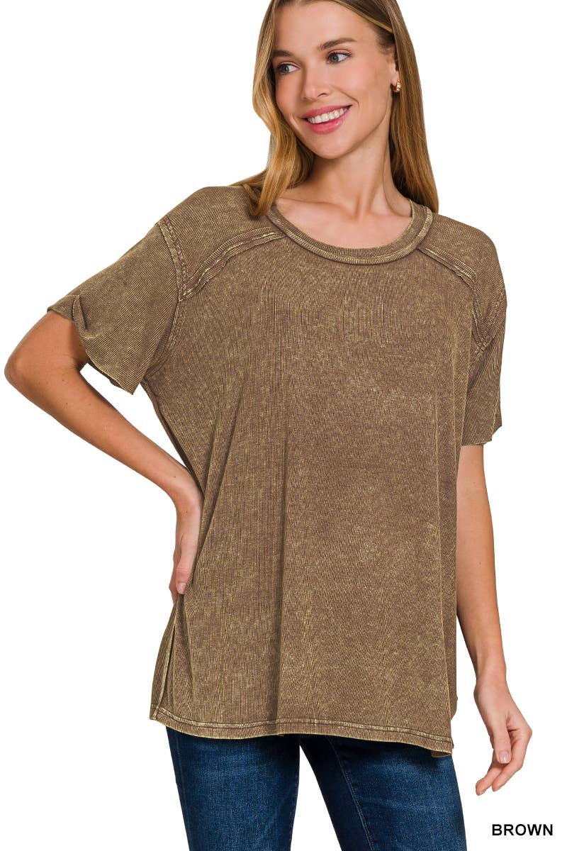 42POPS – Großhandel Strickoberteil – Damen – Geripptes Kurzarm-Oberteil mit Bootsausschnitt.17