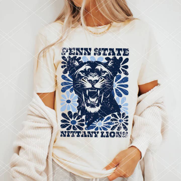 Journée du match avec t-shirt à motif floral Groovy des Penn State Lions pour la vente par BB Subs and Screens