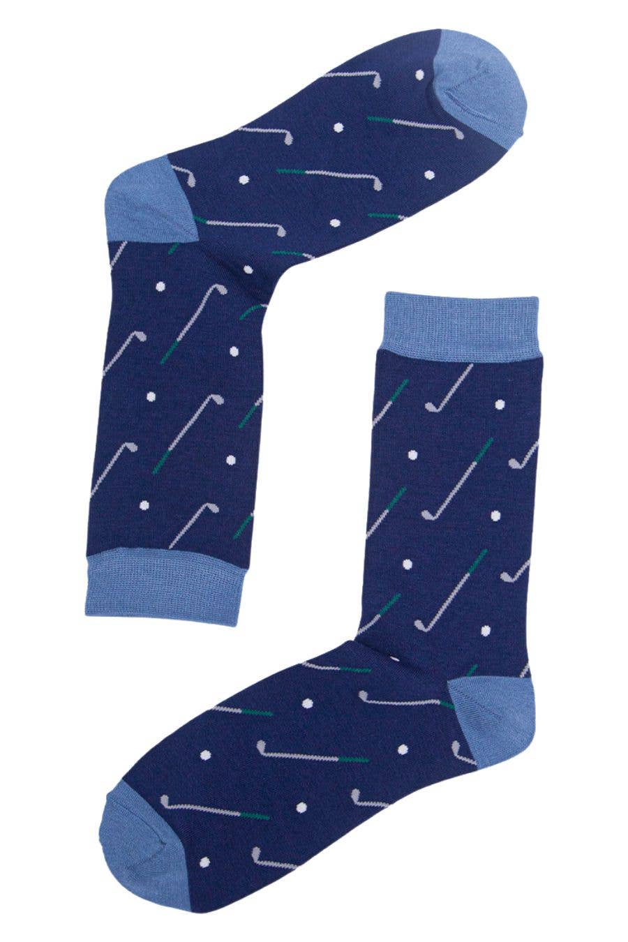 Sock Talk - Vente Chaussettes – homme - Chaussettes habillées homme en bambou bleu marine motif golf1