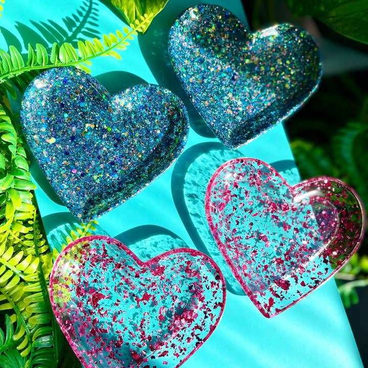 Prescription Resin - Wholesale Jewelry Dish - RESIN HEART JEWELLERY DISH | RING TRAY x 6 MIXED ASSORTMENT