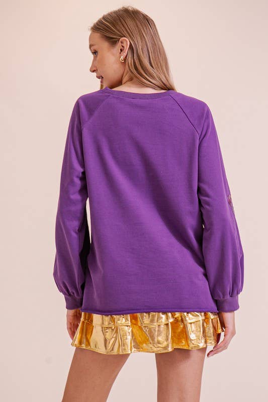 Vanilla Monkey – T-shirt gráfica - Mulher por atacado – Camisola de Lantejoulas Mardi Gras5