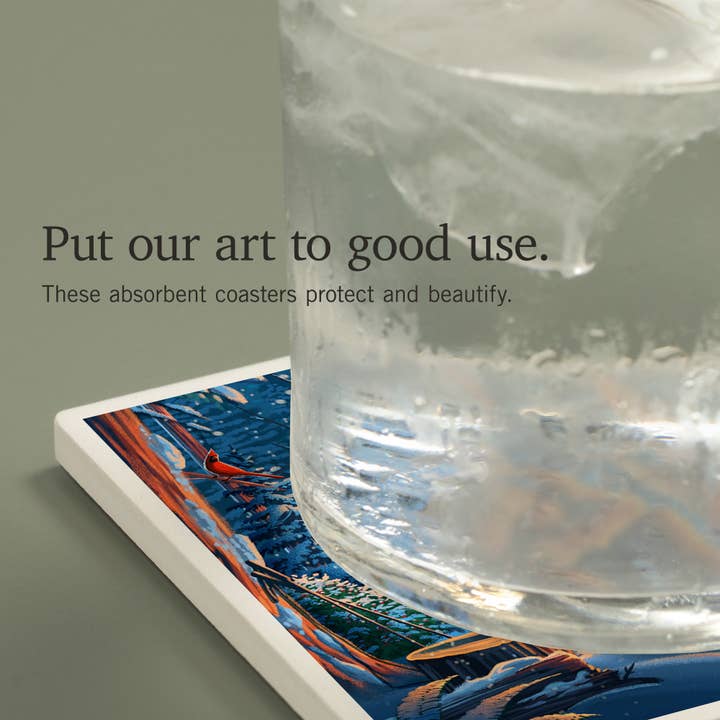 Lantern Press - Vente Sous-verre - SOUS-VERRE EN CÉRAMIQUE Oregon, Inner Squatch, Camping Bigfoot3