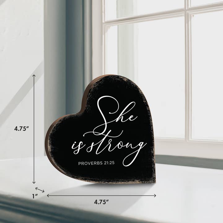 LifeSong Milestones - Wholesale Sign - She Is Strong Heart Block – Mother’s Day Gift Decor11