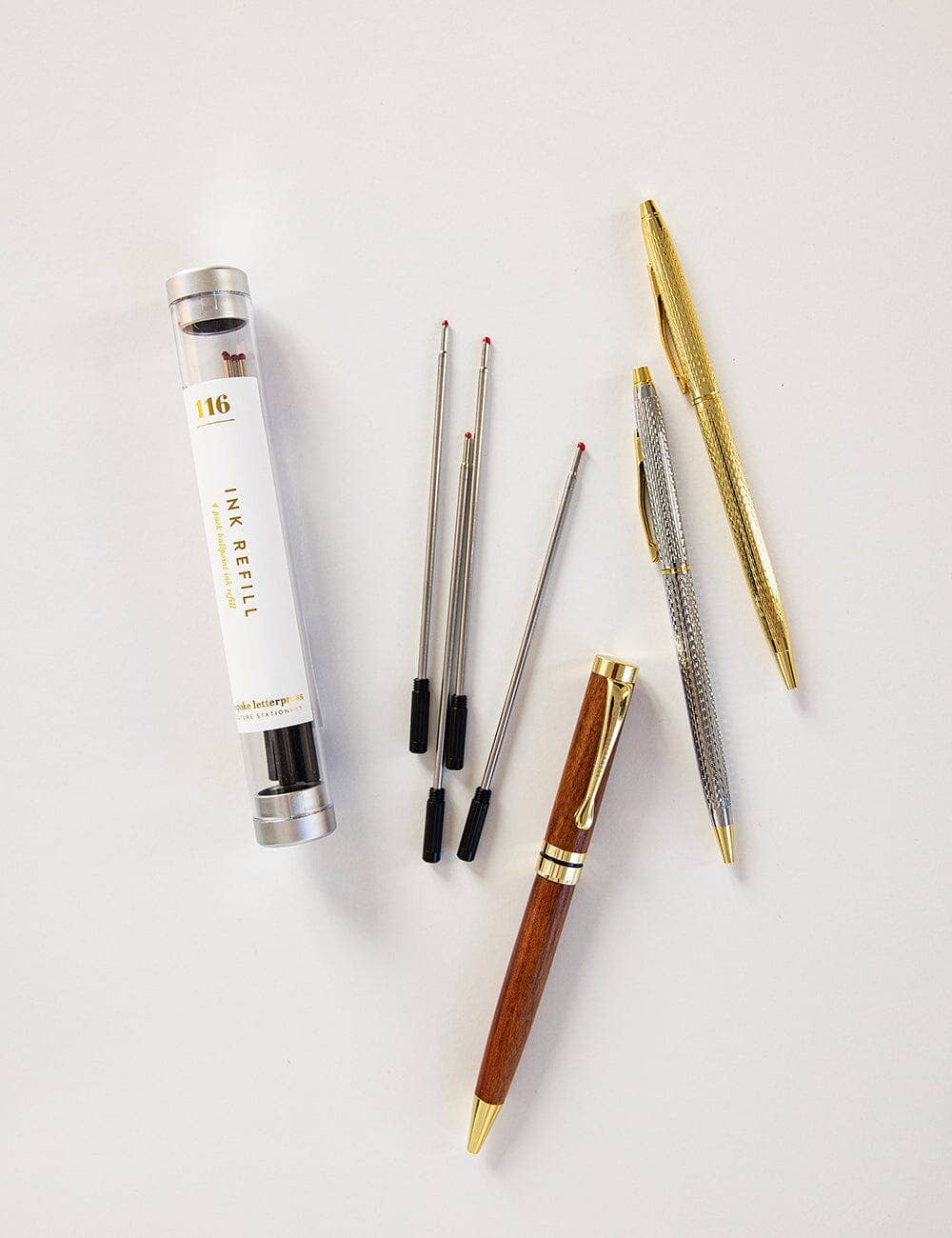 Bespoke Letterpress – Caneta por atacado – Caneta Esferográfica Clássica de Madeira e Ouro (Embalada)7
