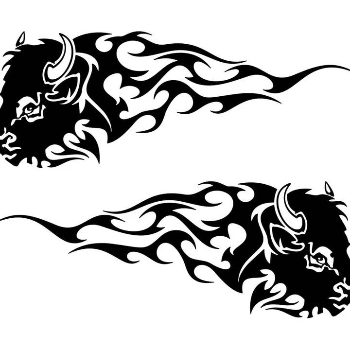 Buffalo Flames vinyldekal, Par Buffalo Flames Dekal för wholesale av Nish Gear