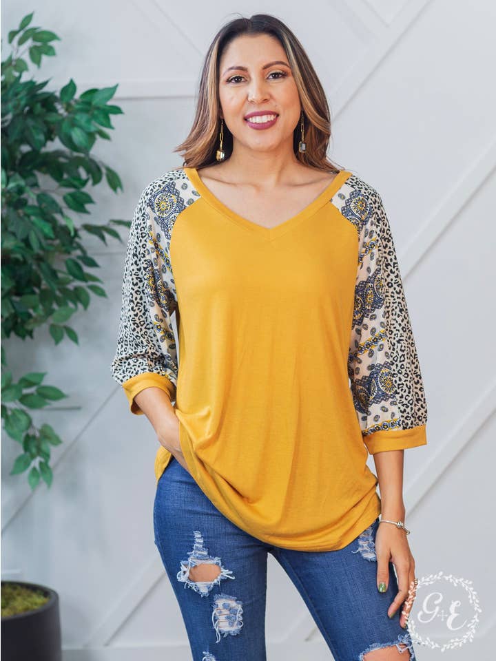 Walkin With the Duttons Mustard Top for wholesale on Faire
