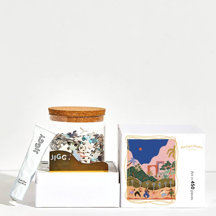 JIGGY Puzzles - Wholesale Puzzle - Adult - 450pc Puzzle & Glue Kit: Dancing in Paradise, Arty Guava0