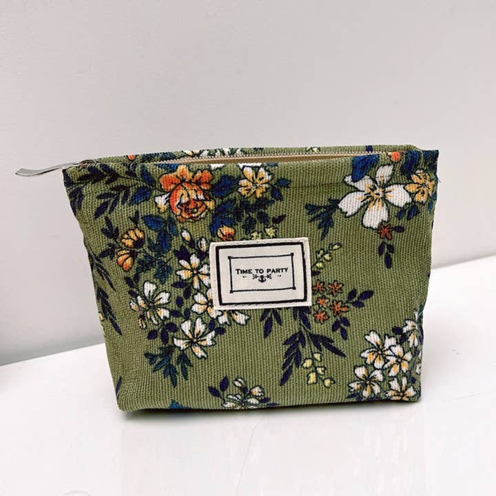 Funkyrel® Atzbranding Limited - Wholesale Makeup/Cosmetic Bag - Cosbai - Small Floral Corduroy Cosmetic Bag
