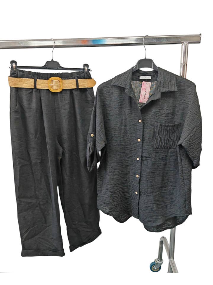 Superbia - Wholesale Top & Pant Set (NOT Loungewear) - Women's - Italian One Size Full Button Casual Set of 2 Shirt and Pant10