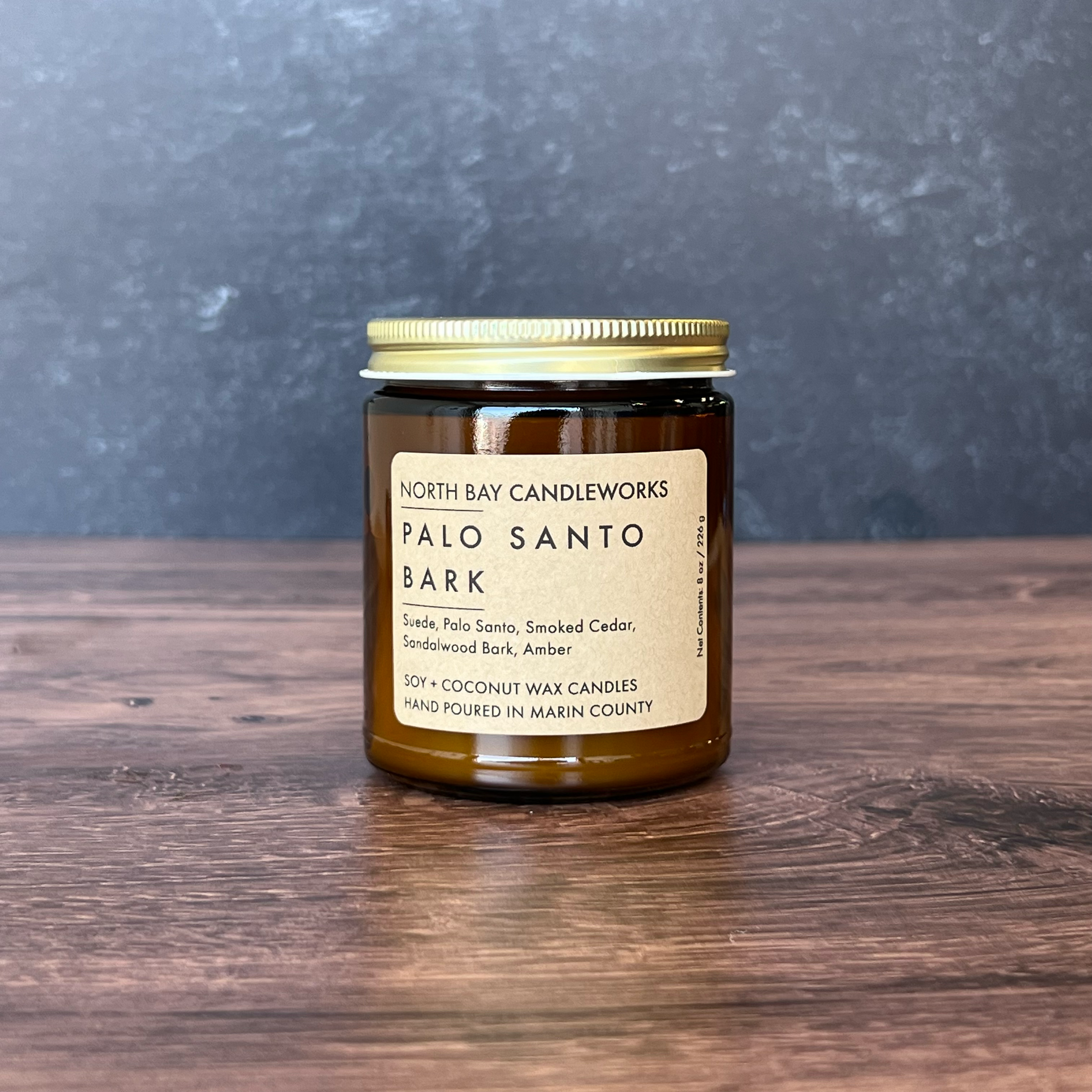 North Bay Candleworks - Wholesale Jar/Filled Candle - Palo Santo Bark (Standard Size, 8 oz)1