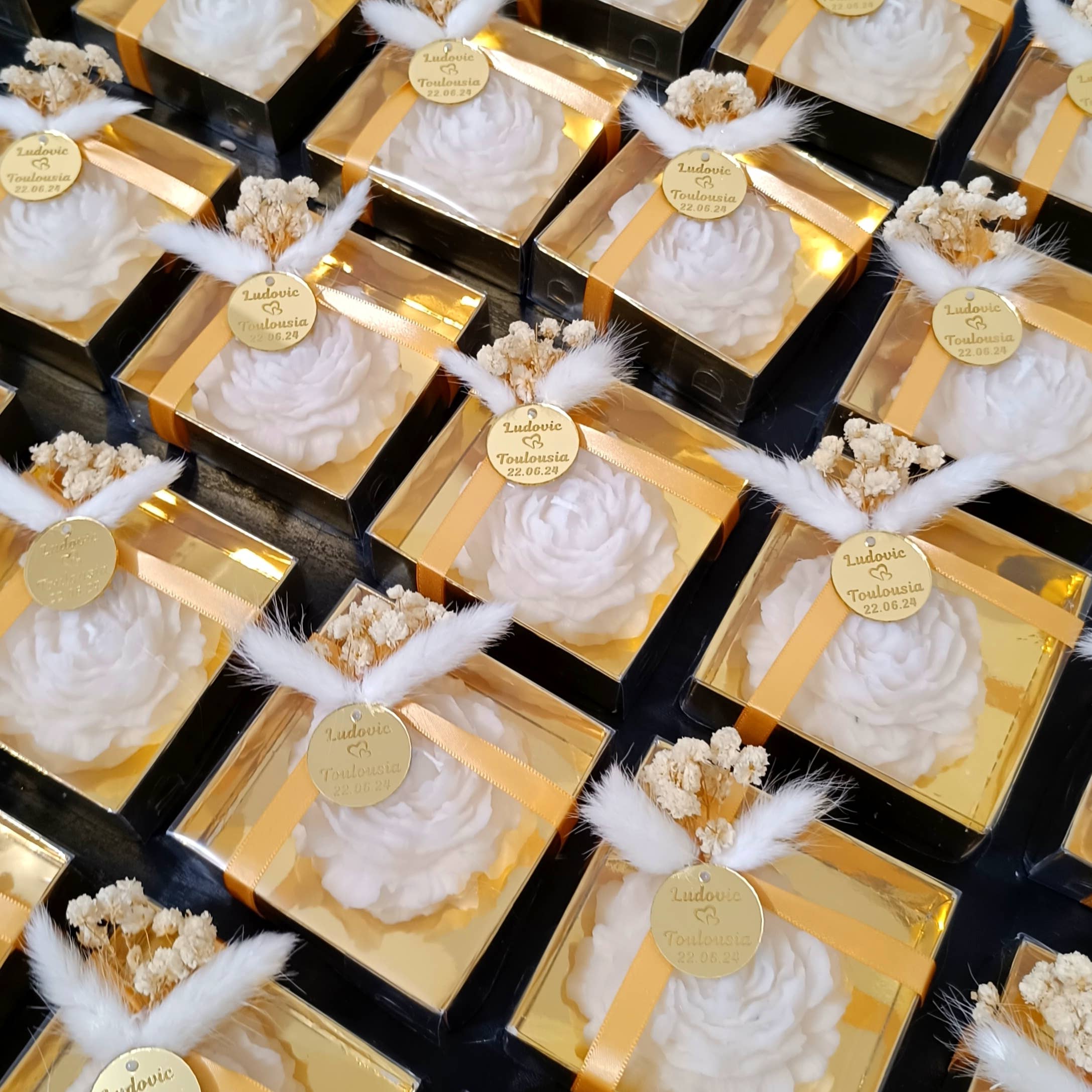 Prechi creations - Vente Bougie votive - Bougies personnalisées pour mariage en forme de pivoine4