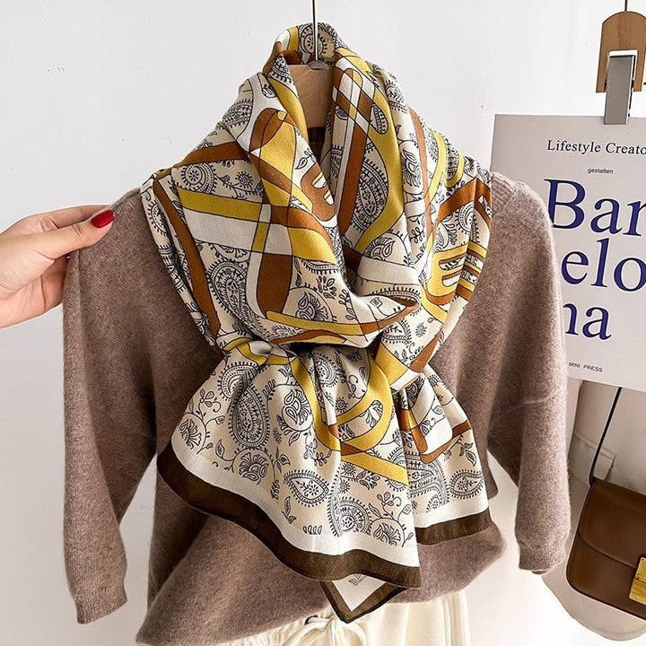 FurDecoration - Wholesale Scarf – Women's - Color Block Scarf For Women - Lightweight Warm Silk Large Shawl | Trendy Neck Warmer4