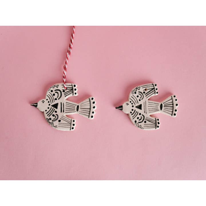 Matilde Horta - Wholesale Ornament - Bird Hippie - Handmade Ceramic Hanging Ornament - 6x8cm7