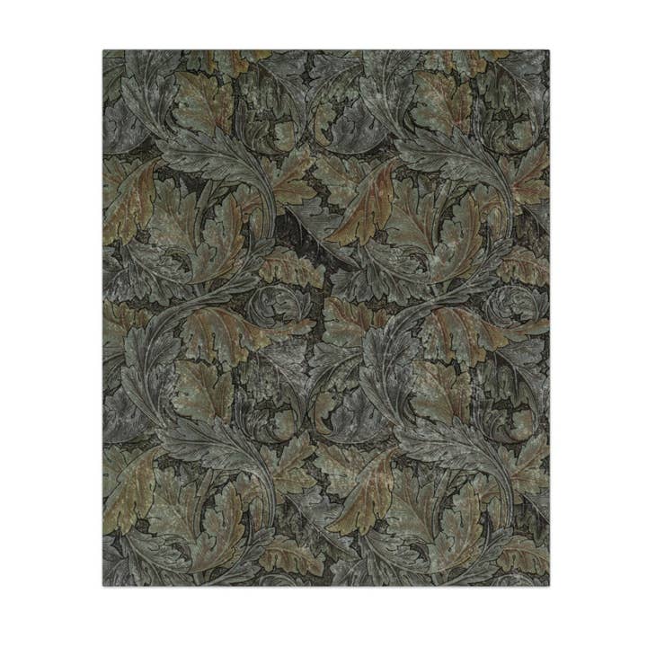 Couverture en velours inspirée par William Morris - Collection Acanthus (Gris) pour la vente par Willy Morris Home Emporium