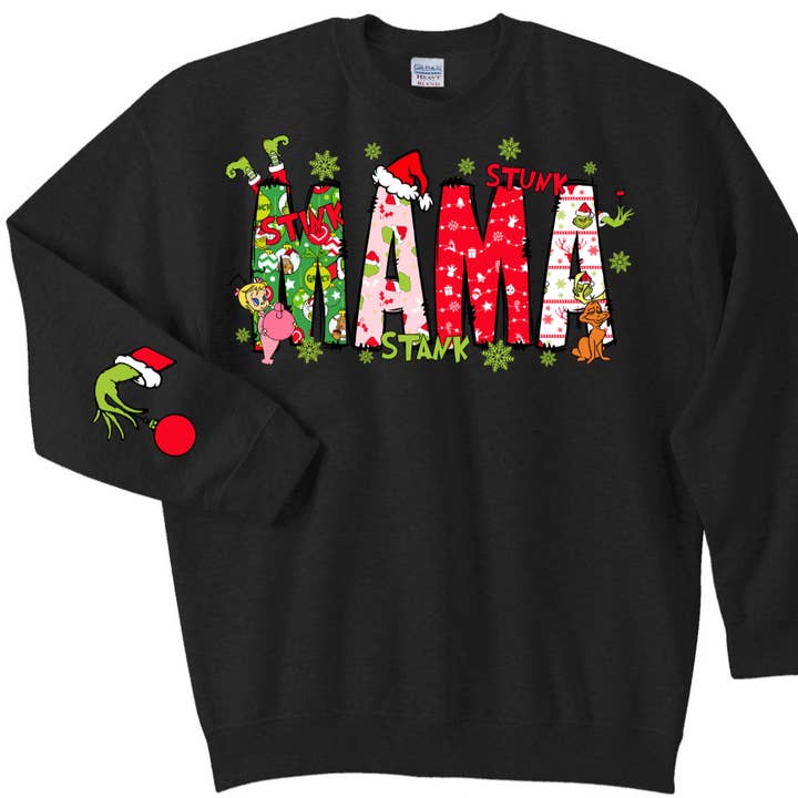 Sweat-shirt personnalisé maman Grinch pour la vente par The Jasper Boutique