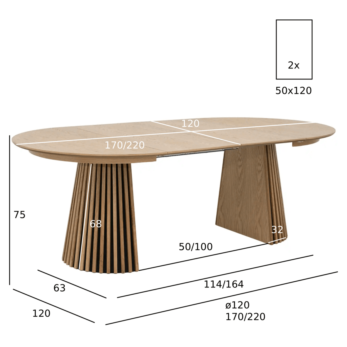Furnhouse - Wholesale Side Table - Round Extendable Dining Table Svendborg ø120/220 cm - Natural Oak18