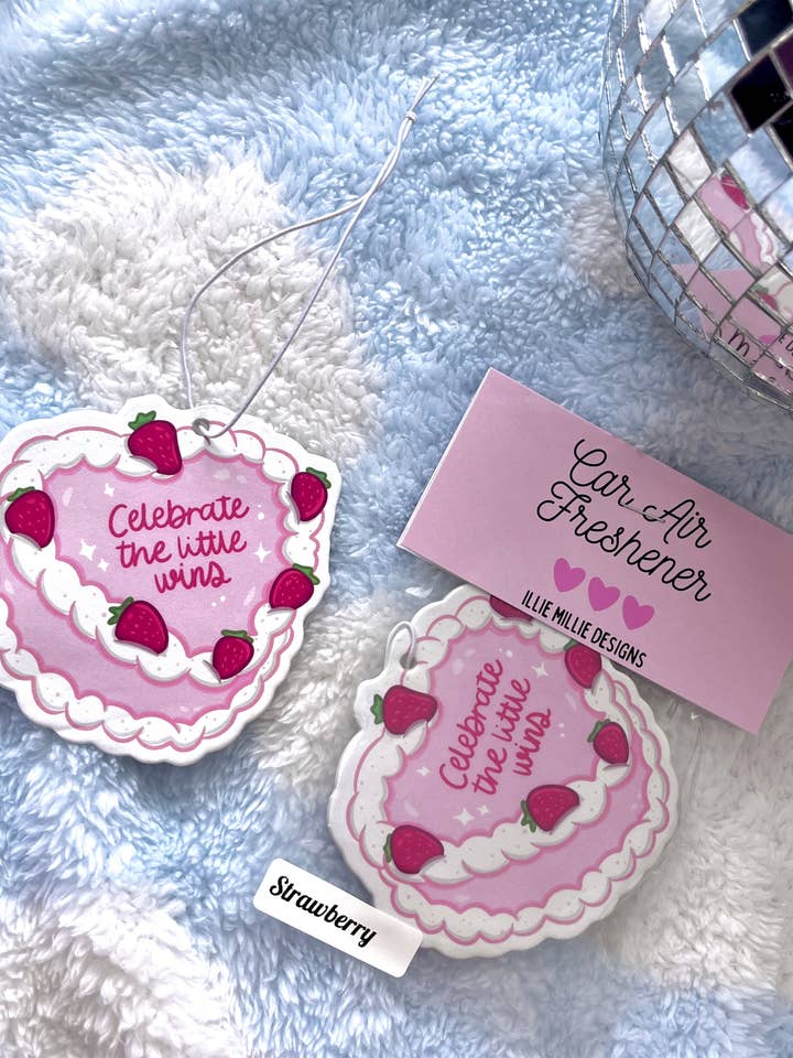 Strawberry Cake Car Air Freshener for wholesale by Illie Millie Designs