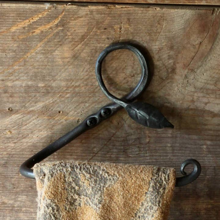 Hand Towel Rack - Leaf Design for wholesale by Wicks Forge