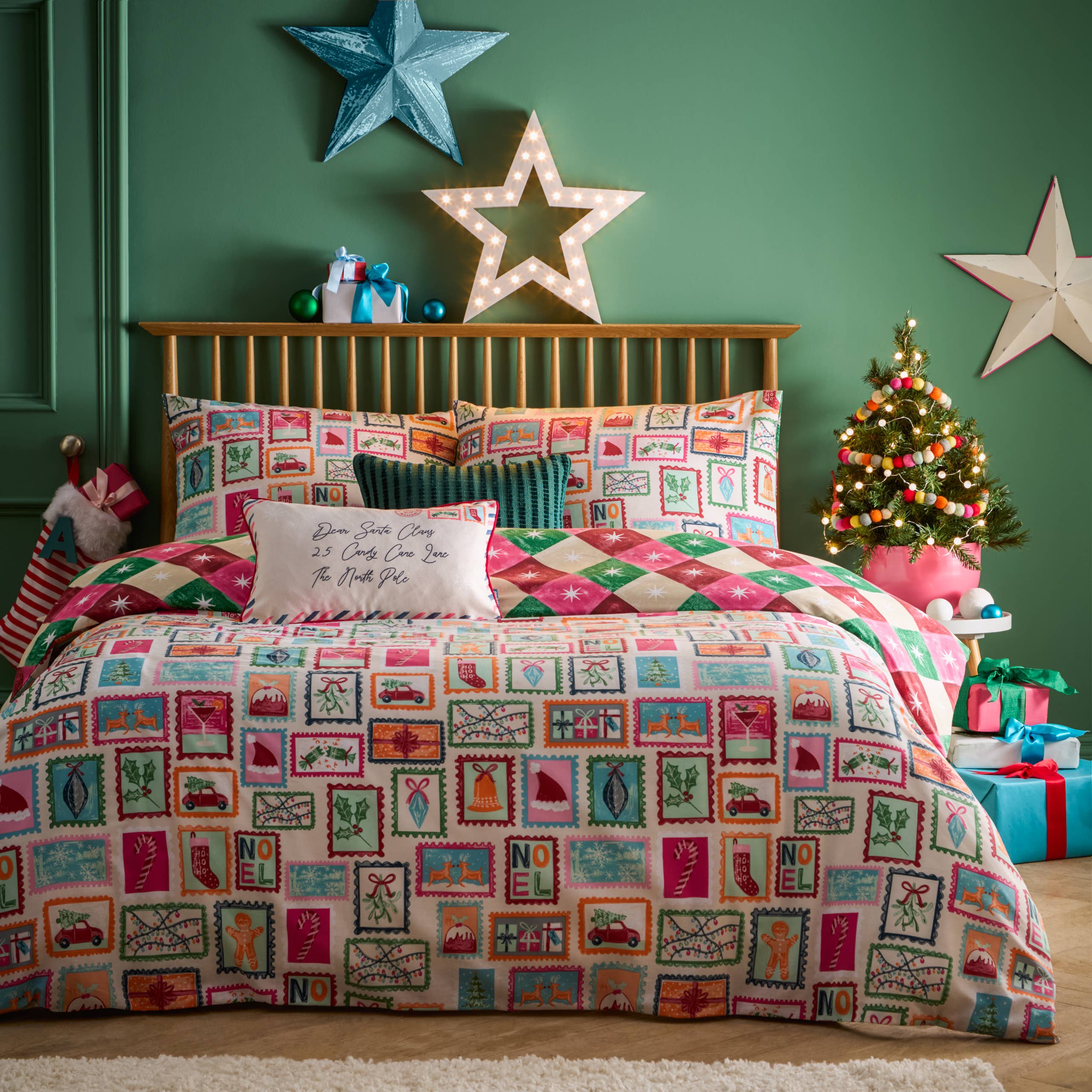 Multi Dear Santa Printed Duvet Cover Set Multicolour for wholesale on Faire0