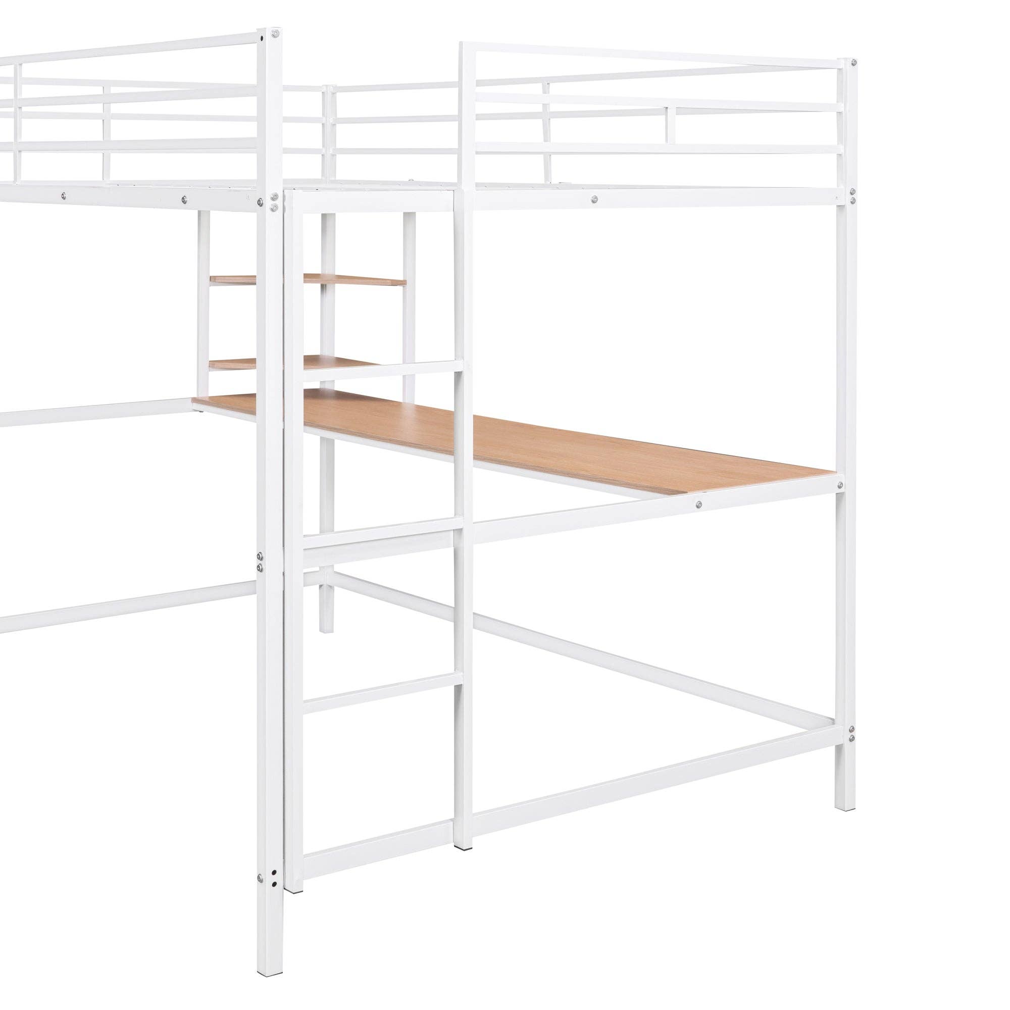 VTNG50 - Wholesale Bed - Full Metal Loft Bed with Desk and Shelve, White6
