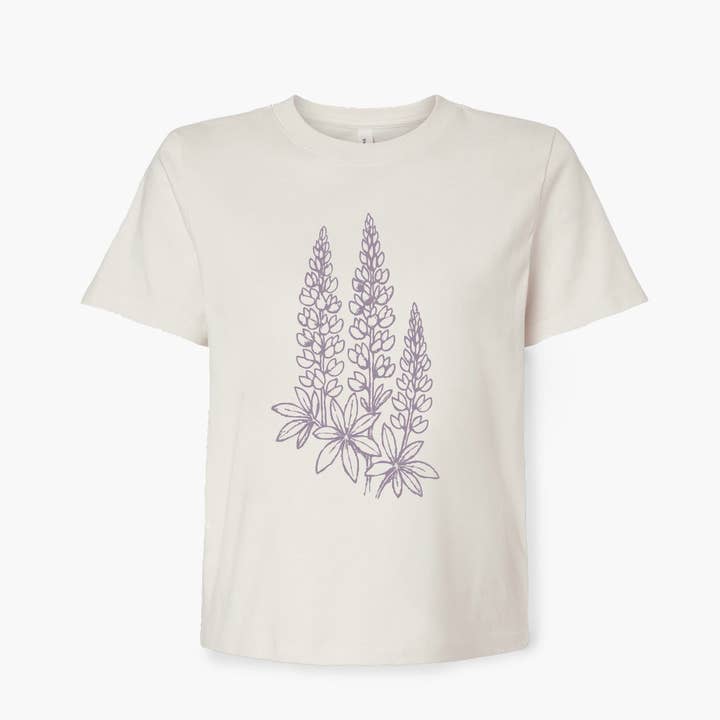 Lupine Boxy Tee | Maine Lupine for wholesale by Reclaimed Maine Co.