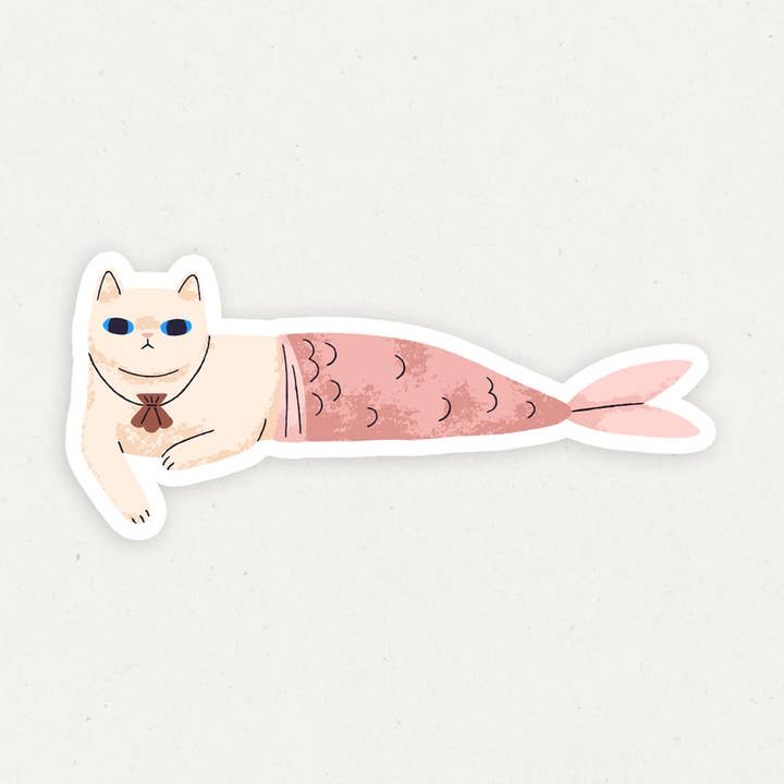 Gato Sereia | Autocolante Divertido em Vinil por atacado de Gobi Prints Co.