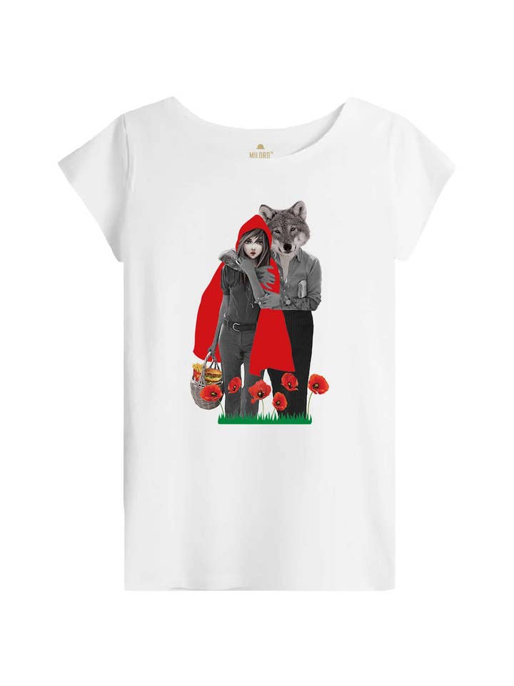 Dame T-shirt RED LOVE for engroshandel hos Milord