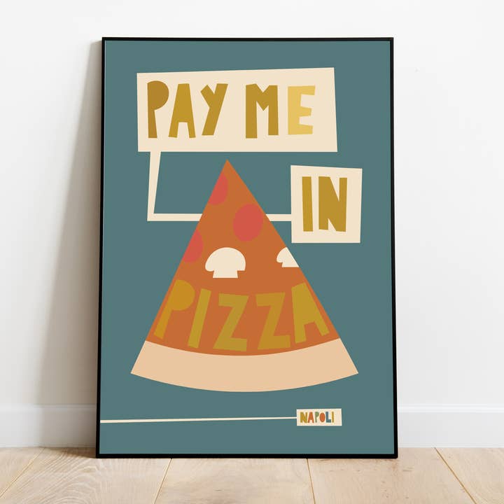 Pizza, keukenprint, kunst voor aan de muur, originele illustratie voor wholesale door Jaffa Orange