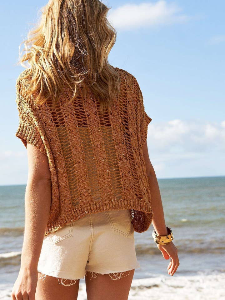 Mustard Oversize Sleeveless Knit Sweater Top for wholesale on Faire