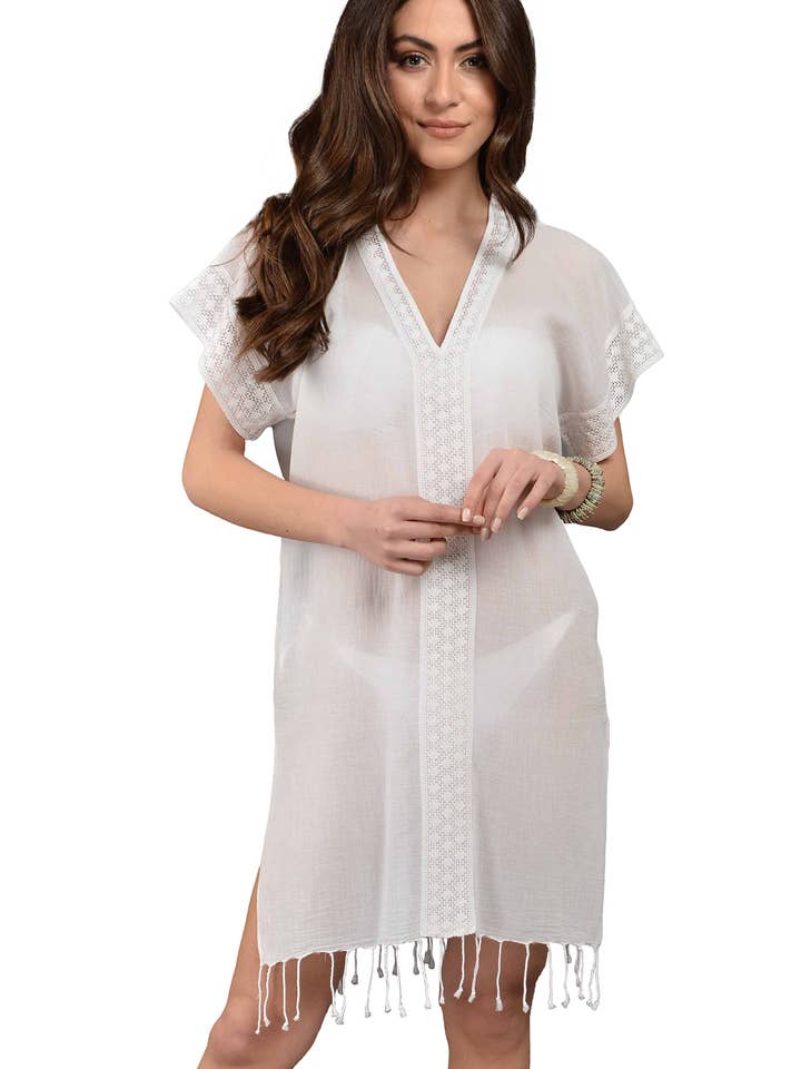 Colletto in cotone increspato naturale per la vendita all'ingrosso da parte di Dosimira