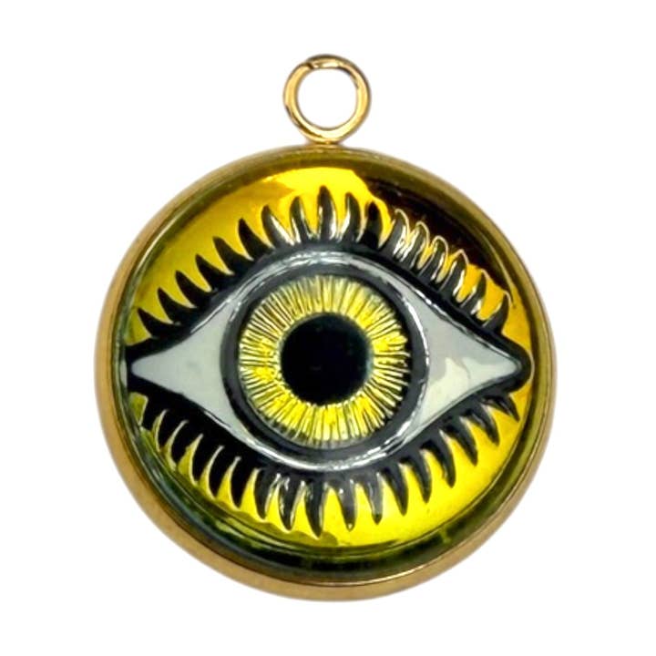 Single Charm - Yellow Glass Eye for wholesale by The Sage Vintage