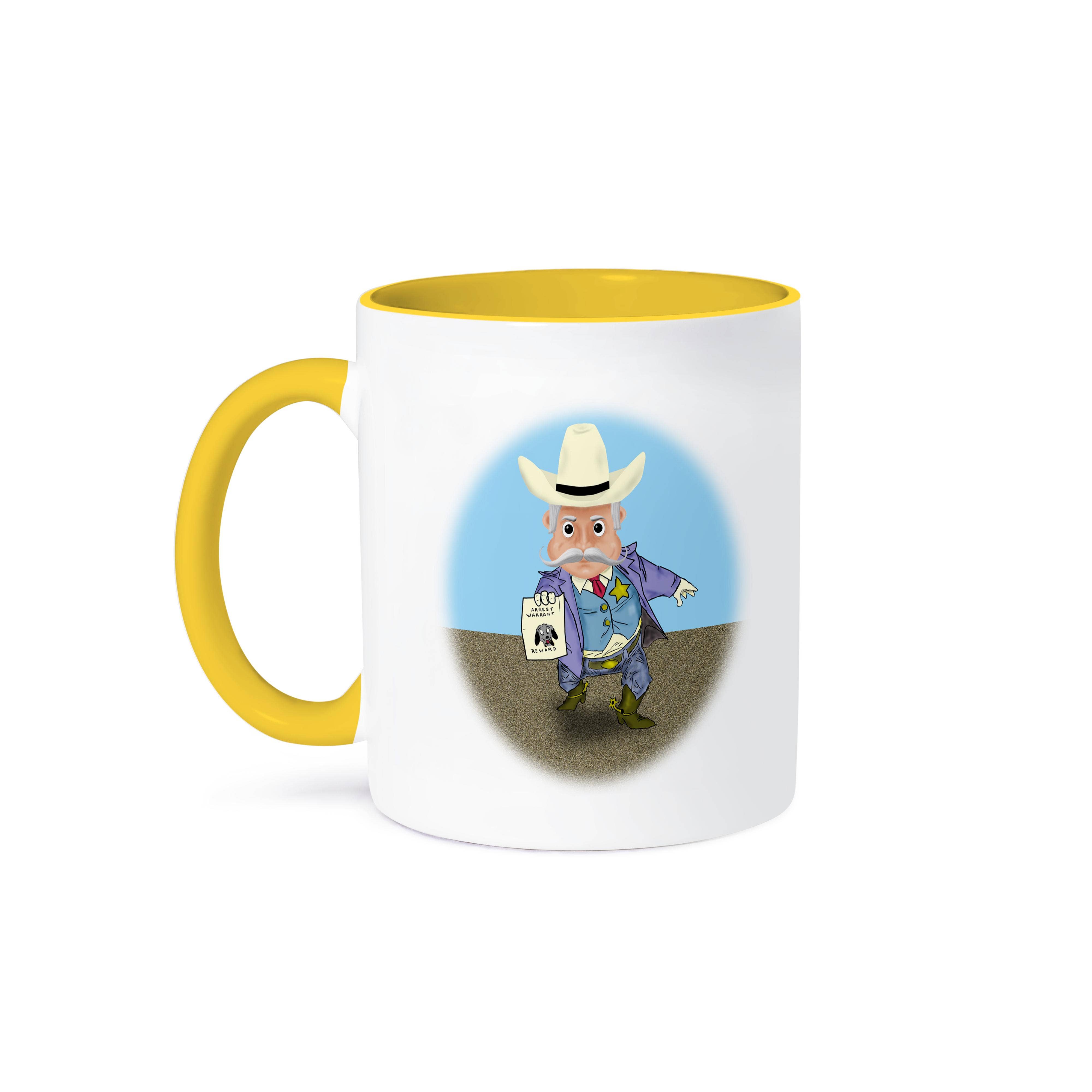3dRose - Wholesale Coffee Mug - 3dRose, A new Sheriff in town. Cartoon old west sheriff with arrest warrant, Mug0