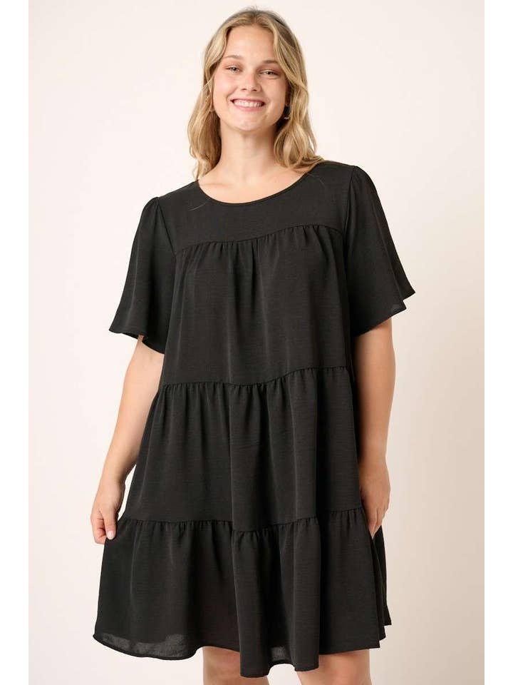 mittoshop - Wholesale Dress - Women's - PLUS AIRFLOW RUFFLE TIER SHORT SLEEVE MINI DRESS