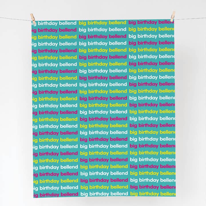 Funny Flat 70 x 50cm Gift Wrap - 'Birthday Bellend' for wholesale by The Buddy Fernandez Card Company